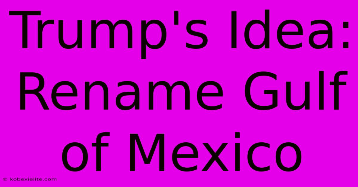 Trump's Idea: Rename Gulf Of Mexico