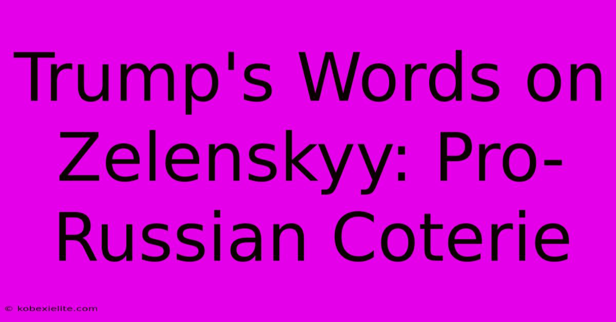 Trump's Words On Zelenskyy: Pro-Russian Coterie