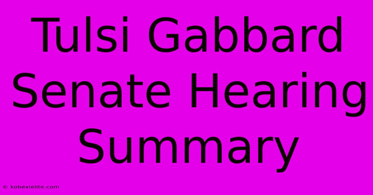 Tulsi Gabbard Senate Hearing Summary