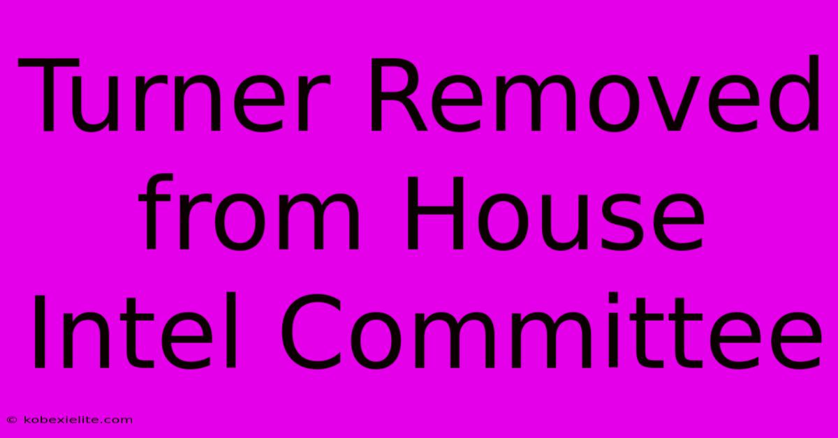 Turner Removed From House Intel Committee