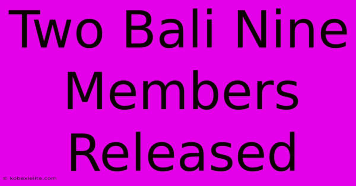 Two Bali Nine Members Released Two Bali Nine Members Released