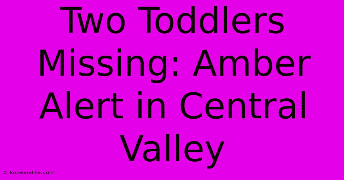 Two Toddlers Missing: Amber Alert In Central Valley