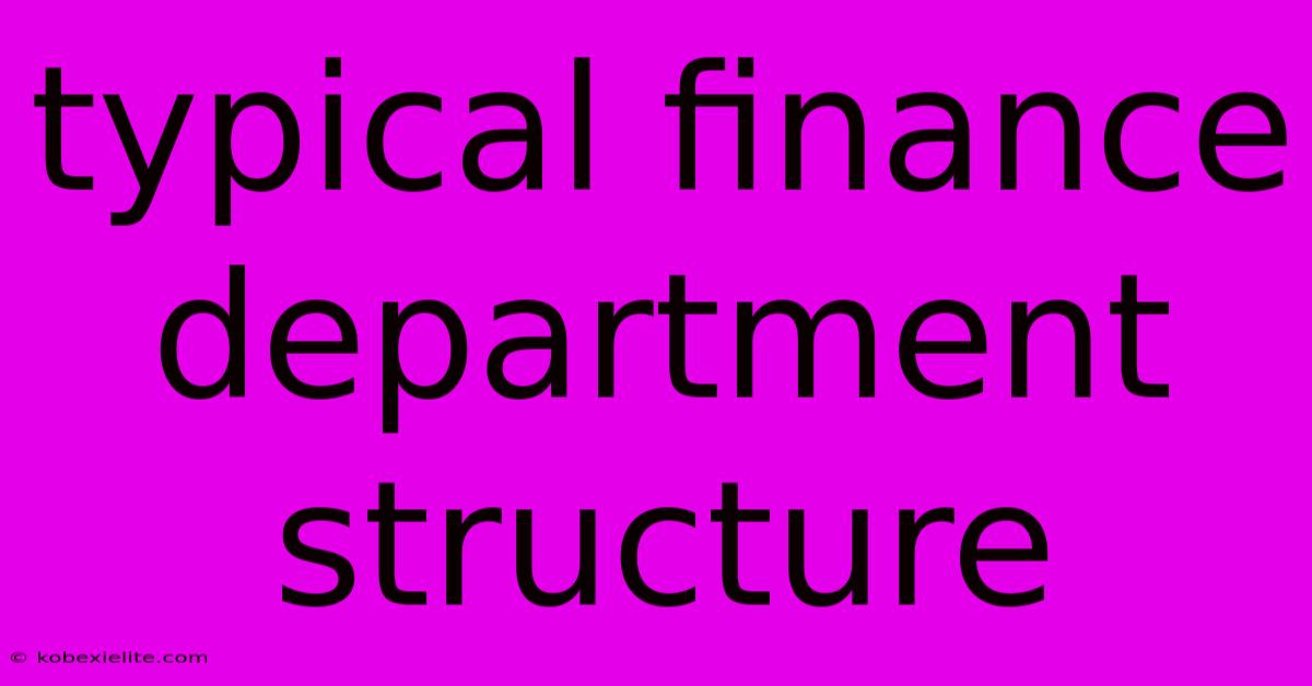 Typical Finance Department Structure Typical Finance Department Structure