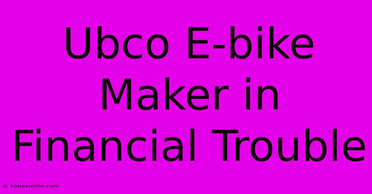 Ubco E-bike Maker In Financial Trouble