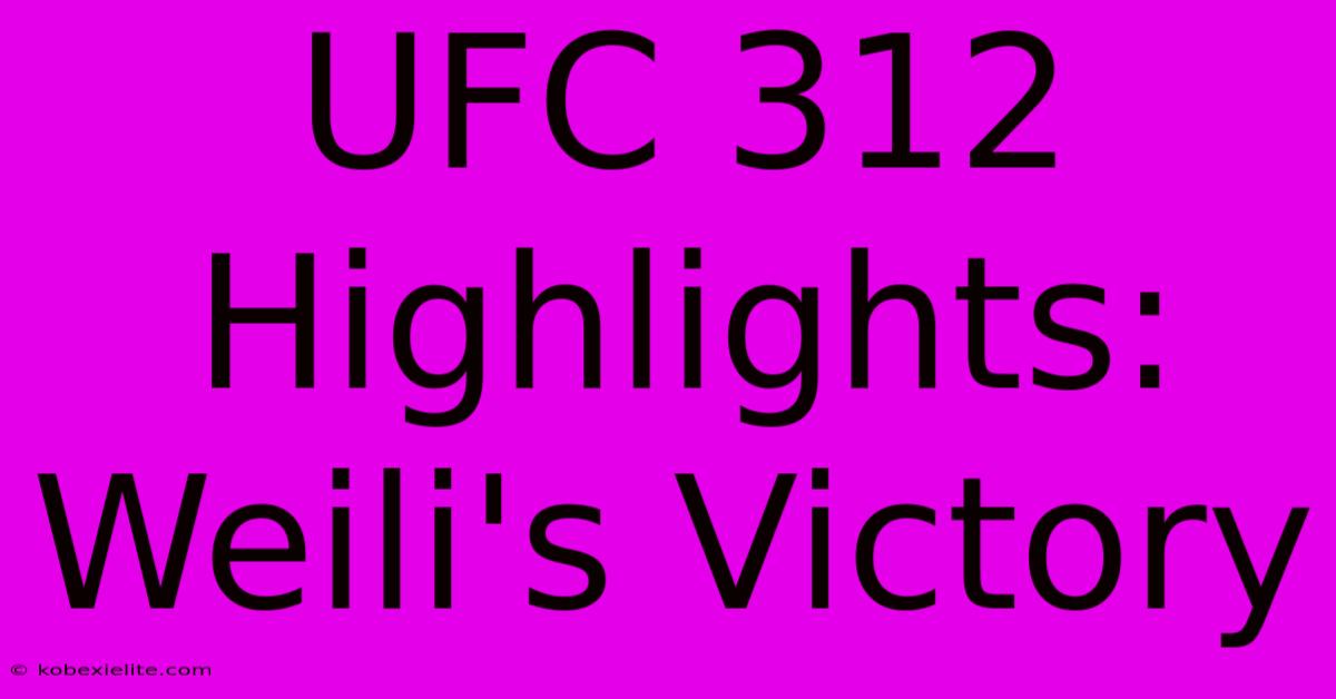 UFC 312 Highlights: Weili's Victory