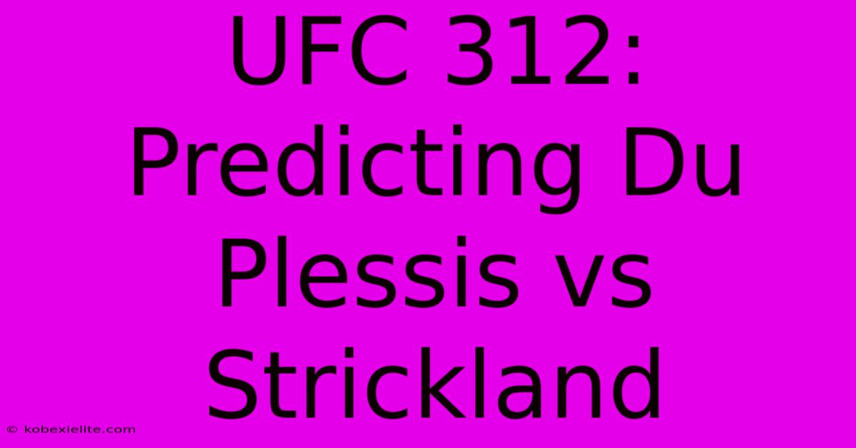 UFC 312: Predicting Du Plessis Vs Strickland