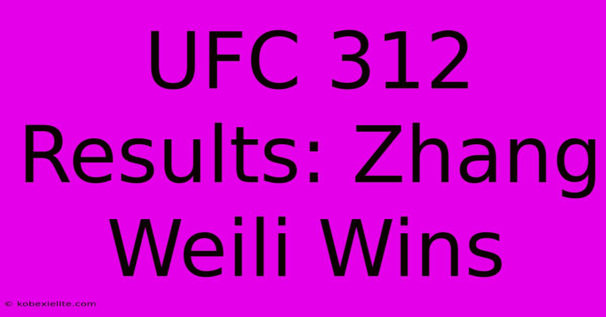 UFC 312 Results: Zhang Weili Wins