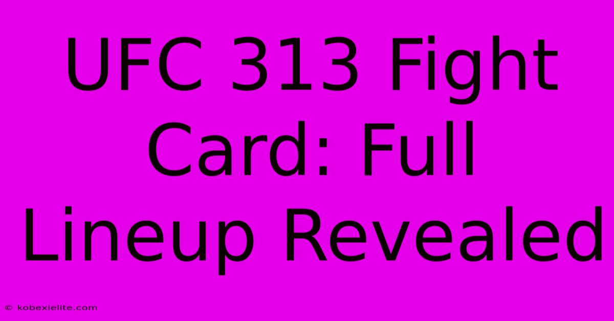 UFC 313 Fight Card: Full Lineup Revealed