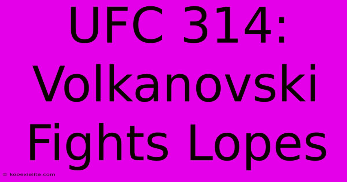 UFC 314:  Volkanovski Fights Lopes