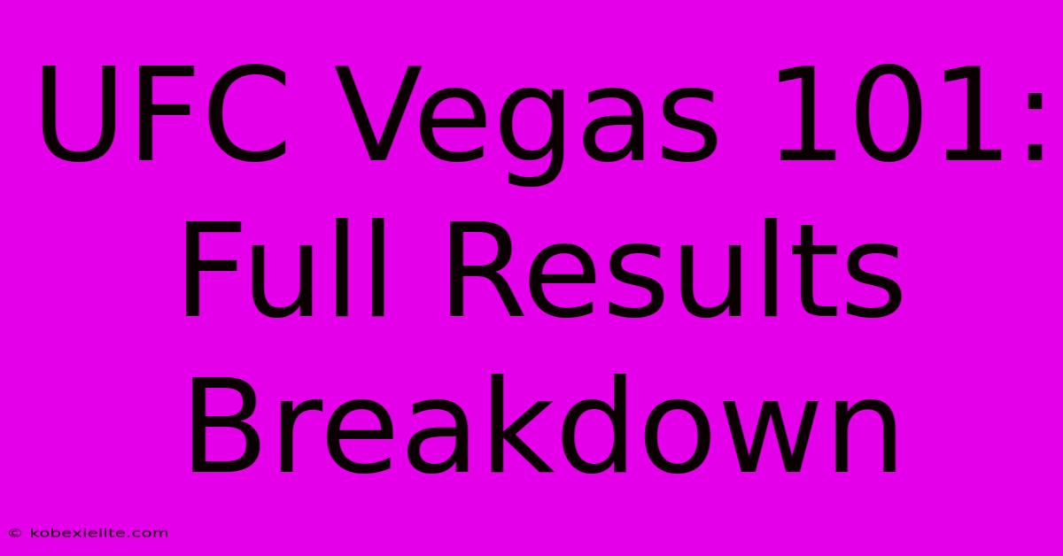 UFC Vegas 101: Full Results Breakdown