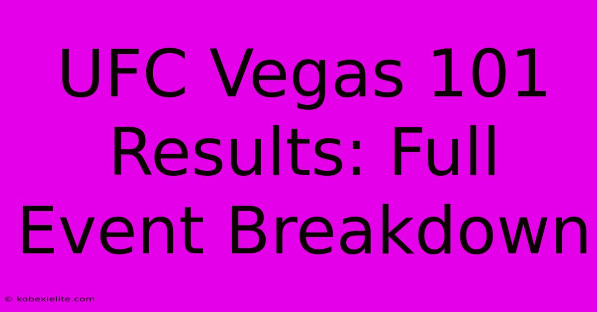 UFC Vegas 101 Results: Full Event Breakdown