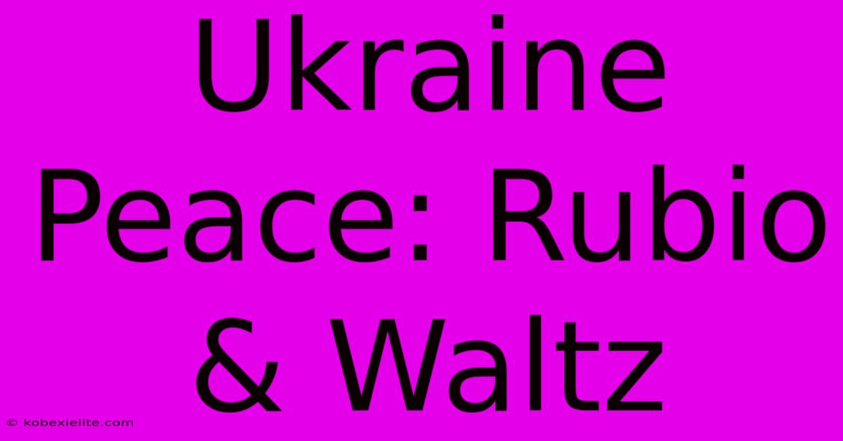 Ukraine Peace: Rubio & Waltz