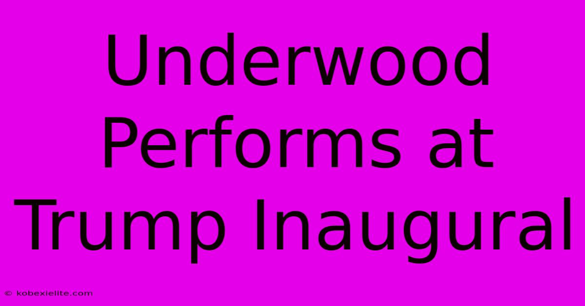 Underwood Performs At Trump Inaugural