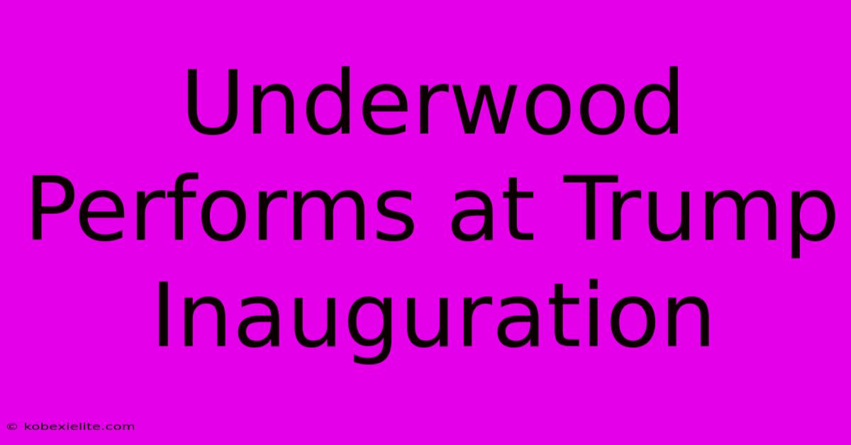 Underwood Performs At Trump Inauguration