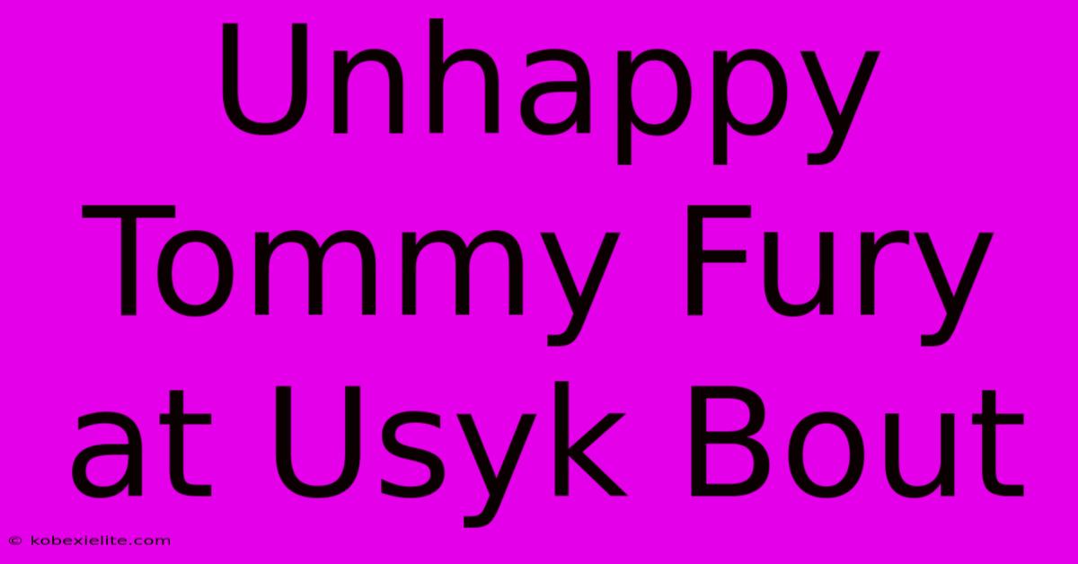 Unhappy Tommy Fury At Usyk Bout