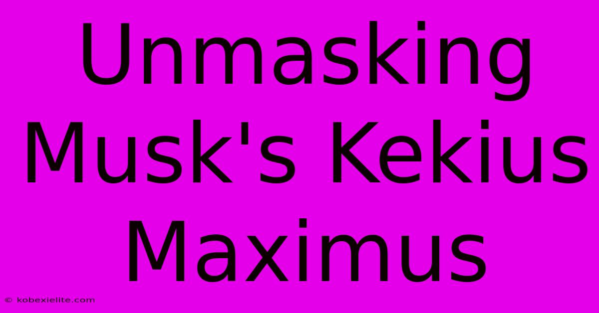 Unmasking Musk's Kekius Maximus