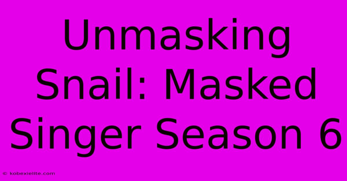 Unmasking Snail: Masked Singer Season 6