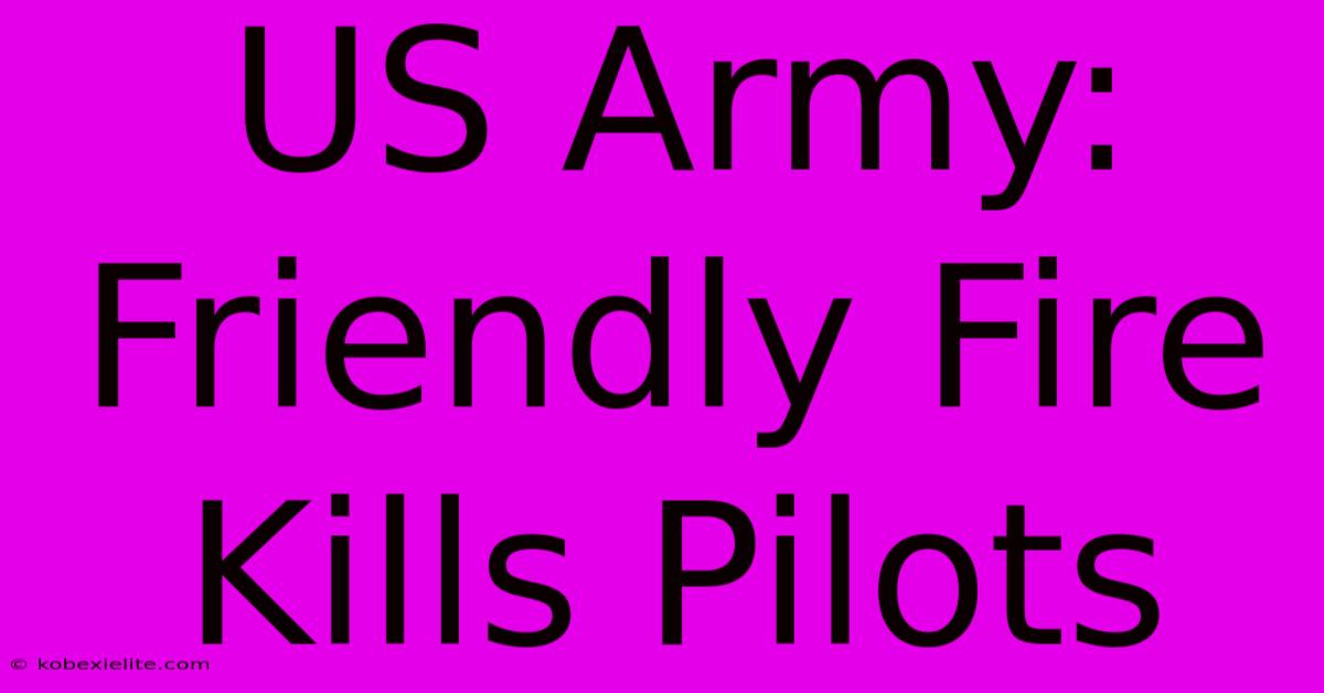 US Army: Friendly Fire Kills Pilots