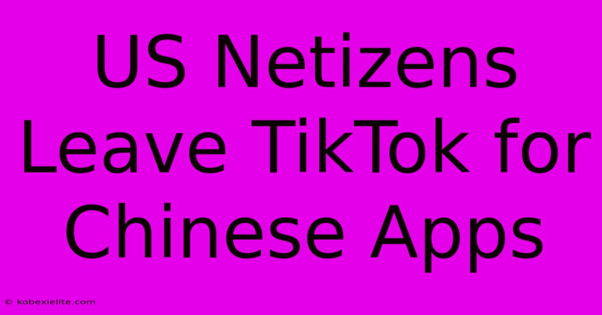 US Netizens Leave TikTok For Chinese Apps