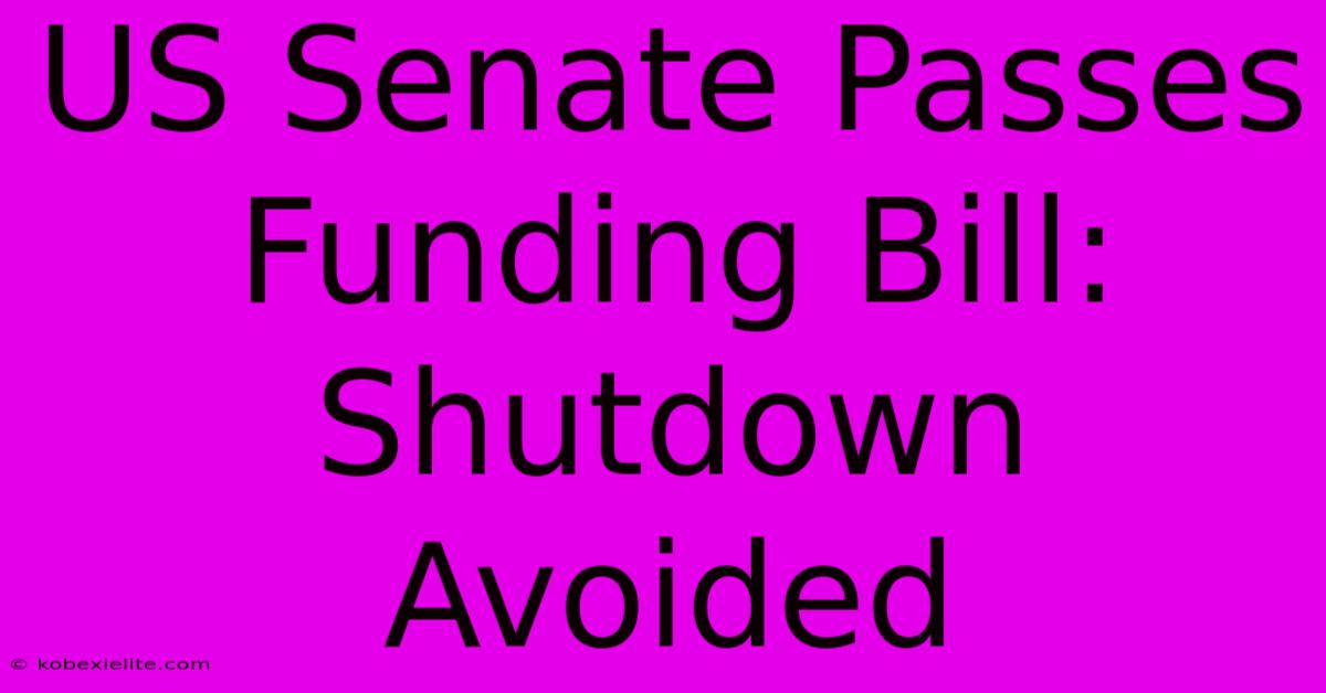 US Senate Passes Funding Bill: Shutdown Avoided