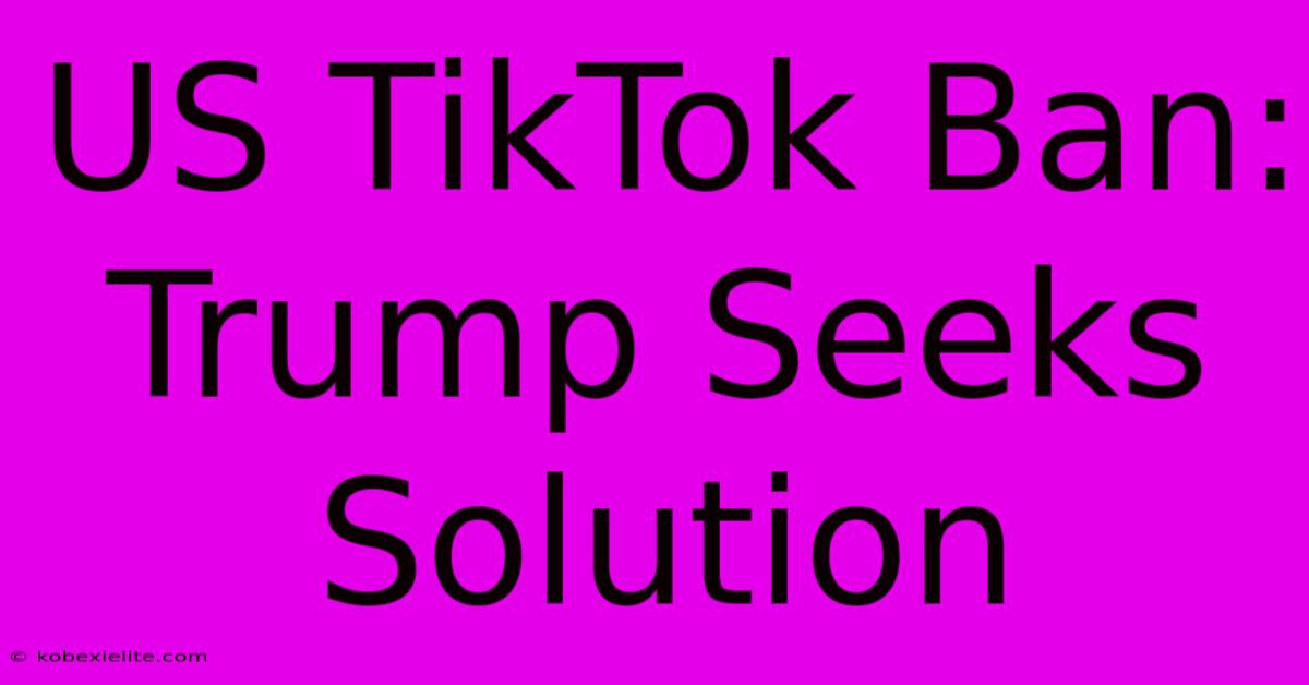 US TikTok Ban: Trump Seeks Solution