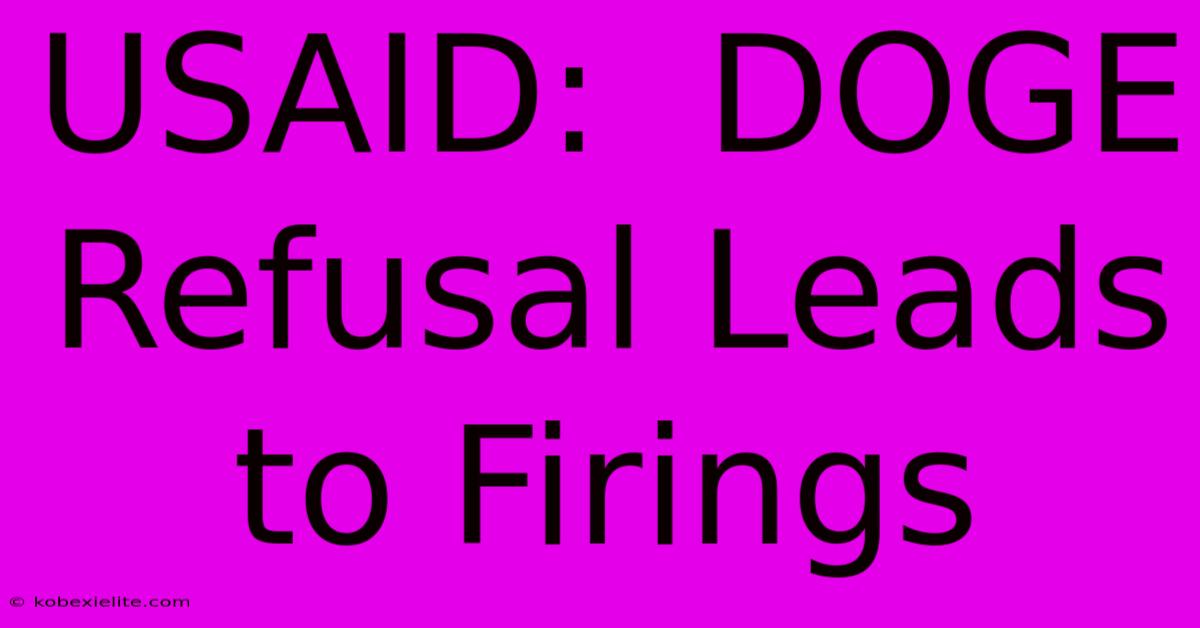 USAID:  DOGE Refusal Leads To Firings