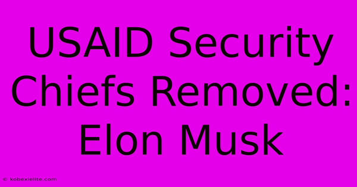 USAID Security Chiefs Removed: Elon Musk