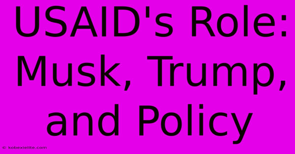 USAID's Role: Musk, Trump, And Policy