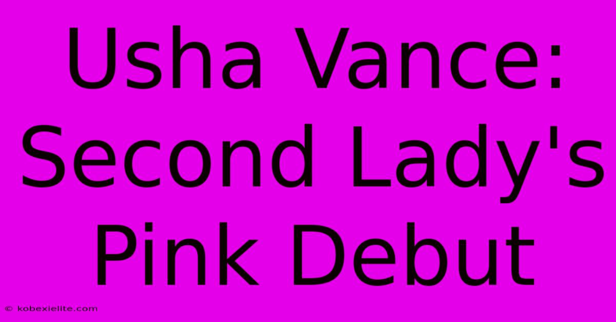 Usha Vance: Second Lady's Pink Debut