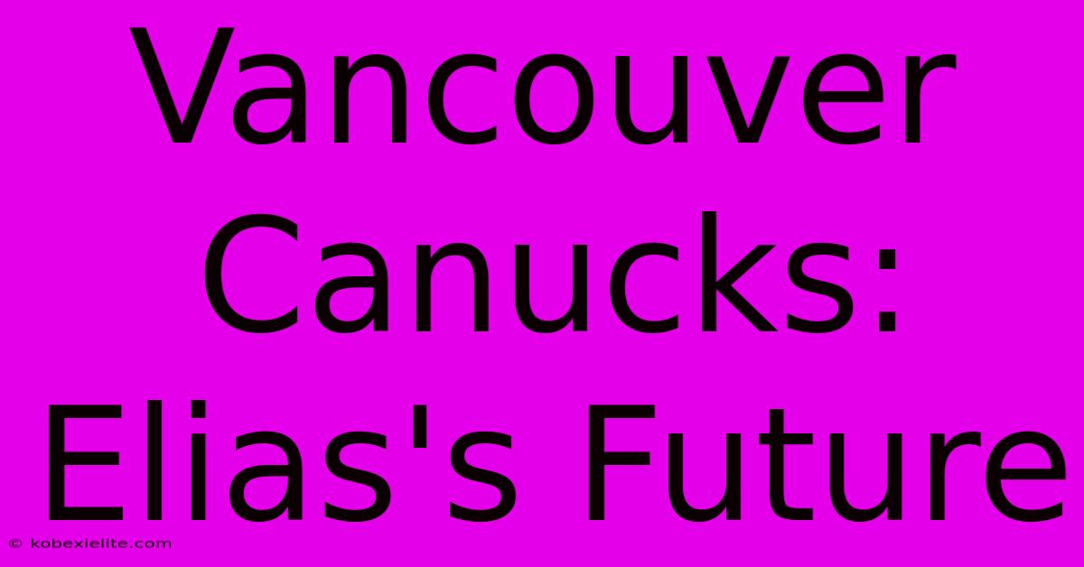 Vancouver Canucks: Elias's Future