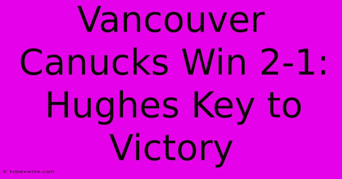 Vancouver Canucks Win 2-1: Hughes Key To Victory