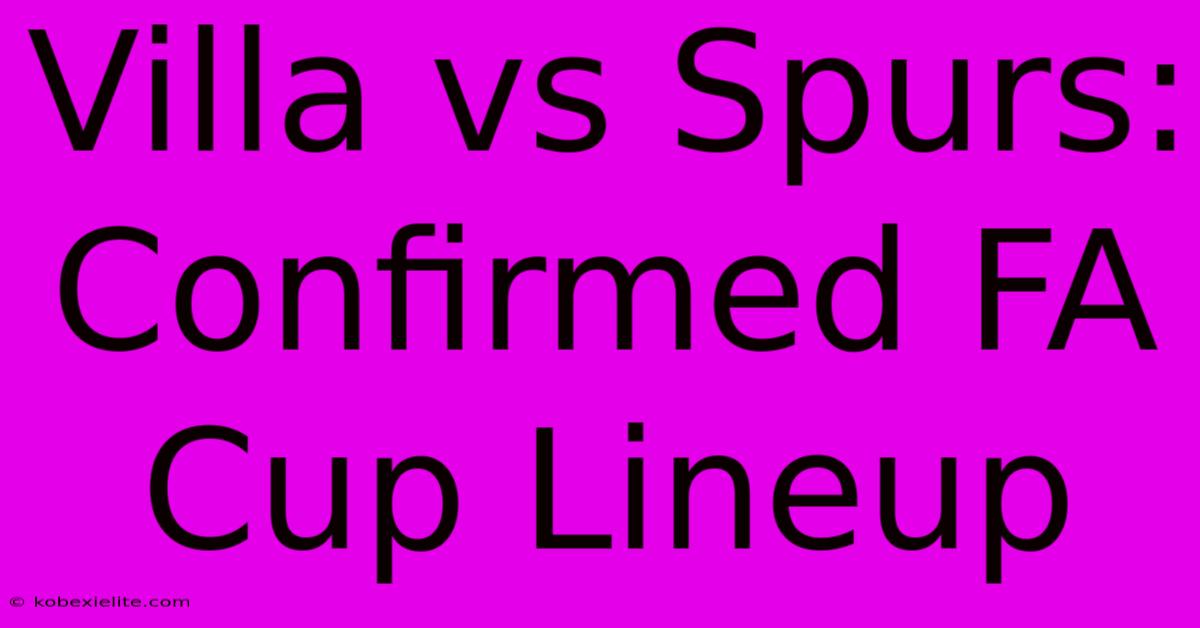 Villa Vs Spurs: Confirmed FA Cup Lineup