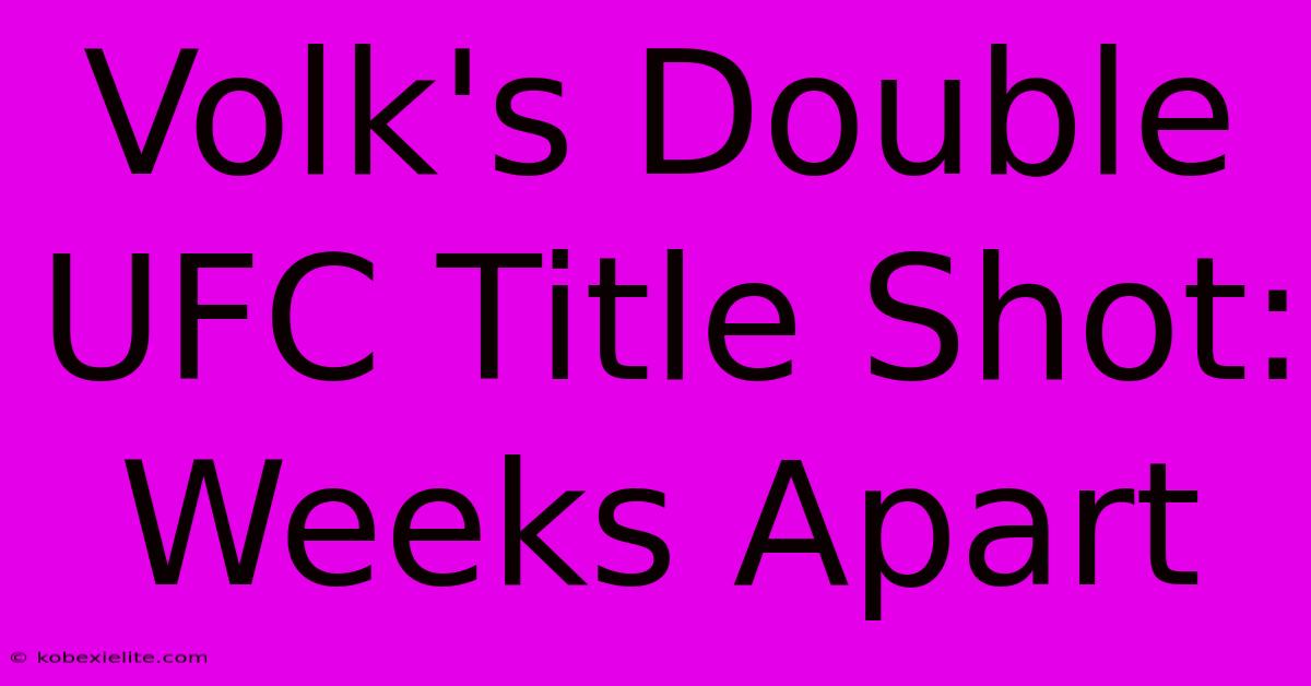 Volk's Double UFC Title Shot: Weeks Apart