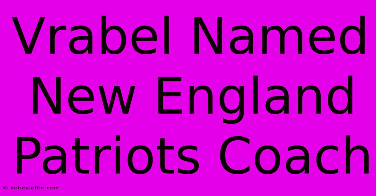 Vrabel Named New England Patriots Coach