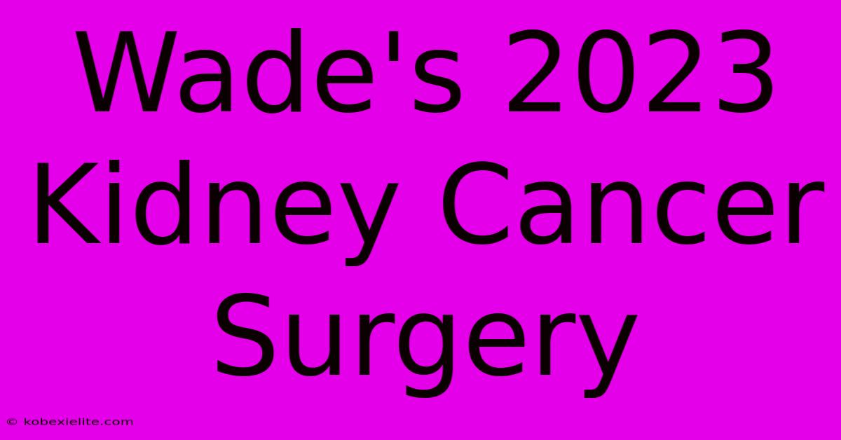 Wade's 2023 Kidney Cancer Surgery