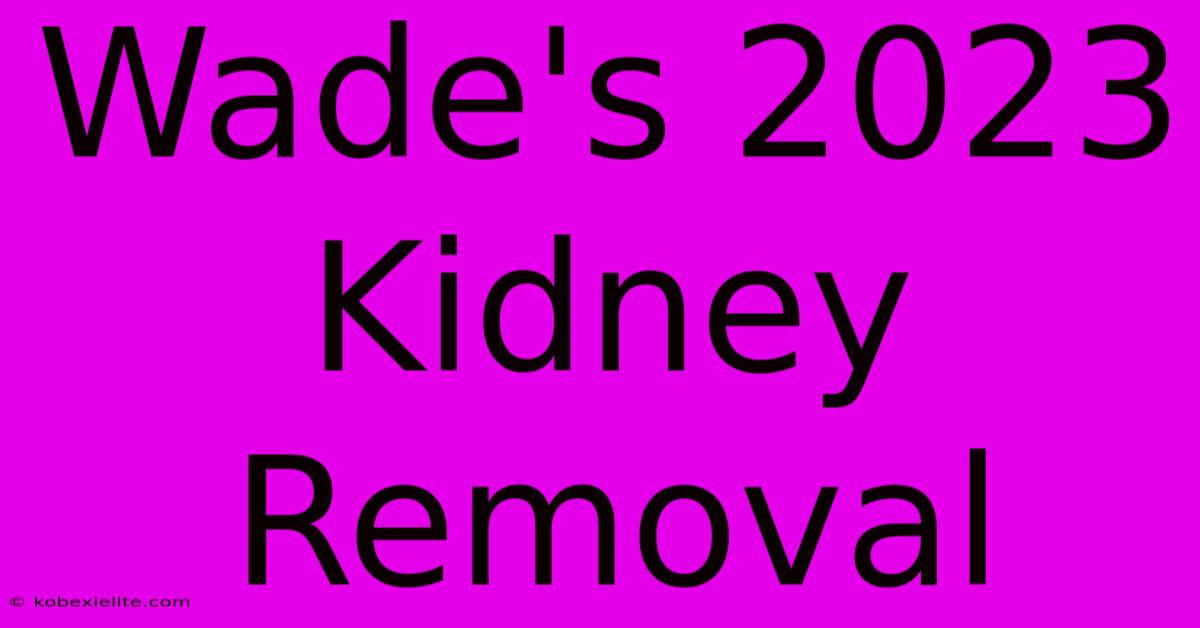 Wade's 2023 Kidney Removal