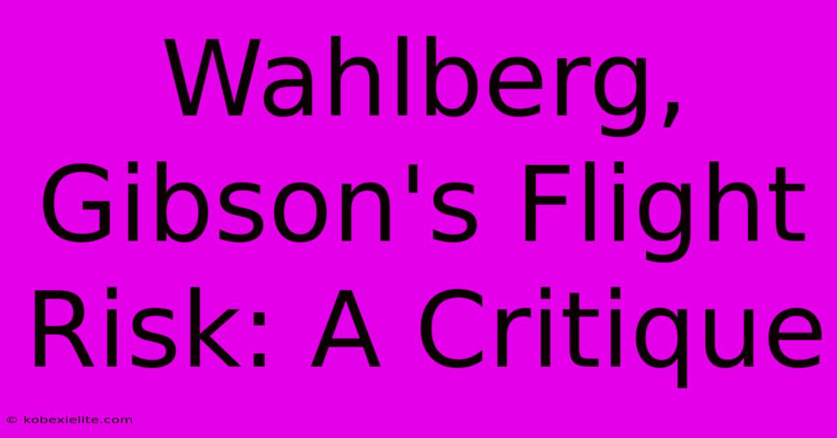 Wahlberg, Gibson's Flight Risk: A Critique