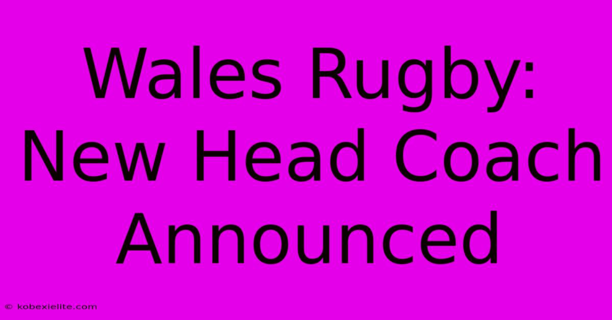 Wales Rugby: New Head Coach Announced