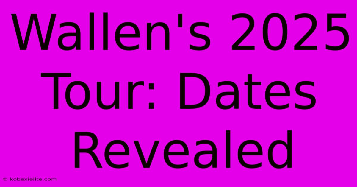 Wallen's 2025 Tour: Dates Revealed