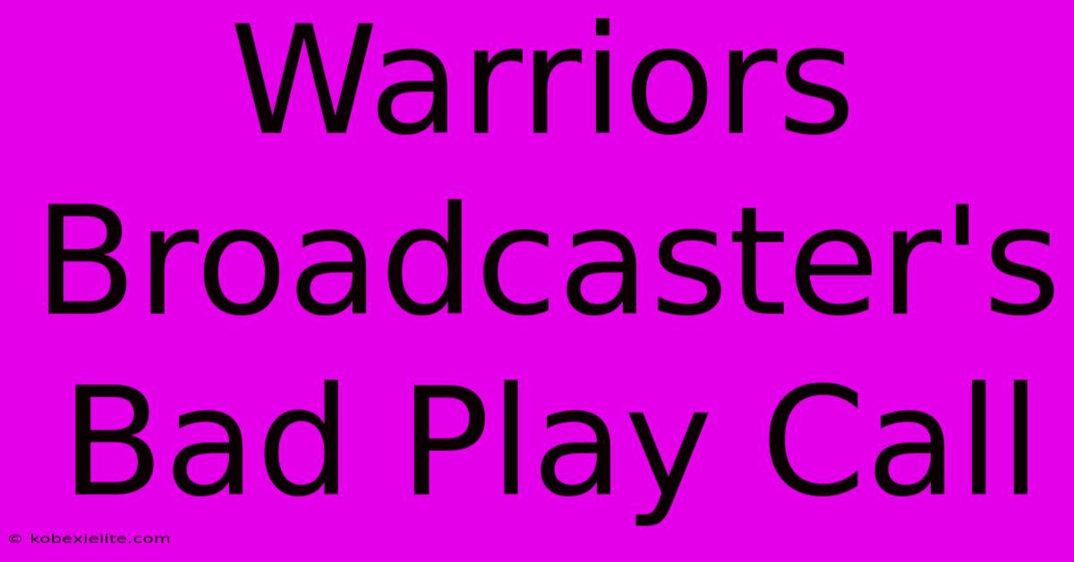 Warriors Broadcaster's Bad Play Call