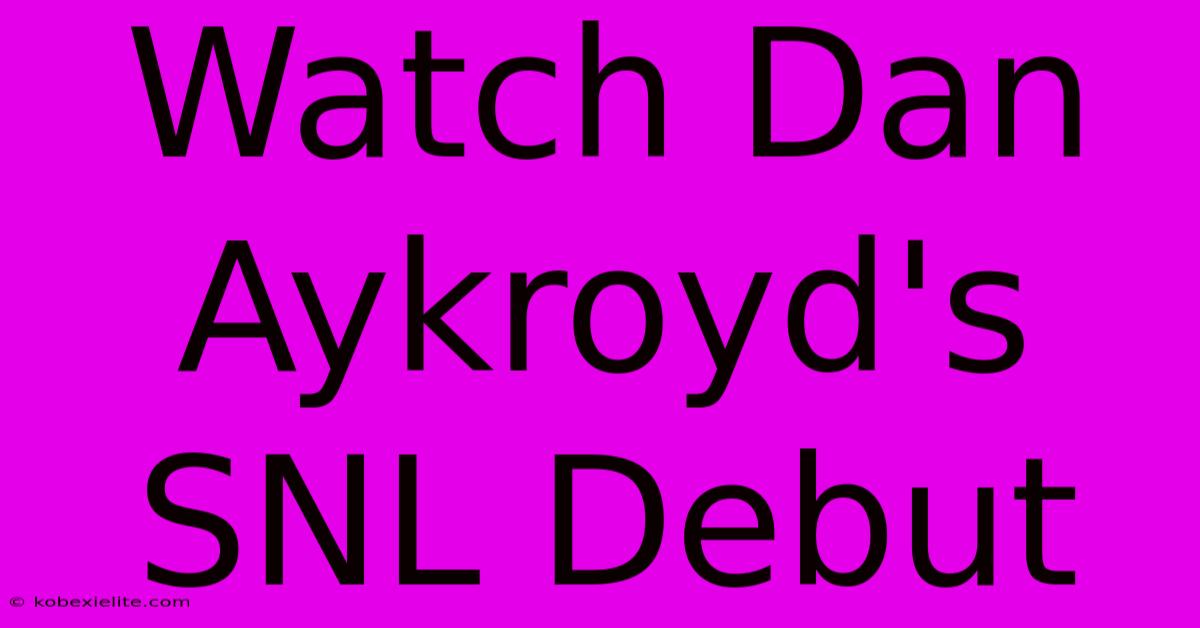 Watch Dan Aykroyd's SNL Debut