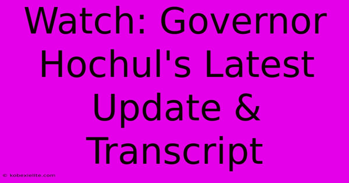 Watch: Governor Hochul's Latest Update & Transcript