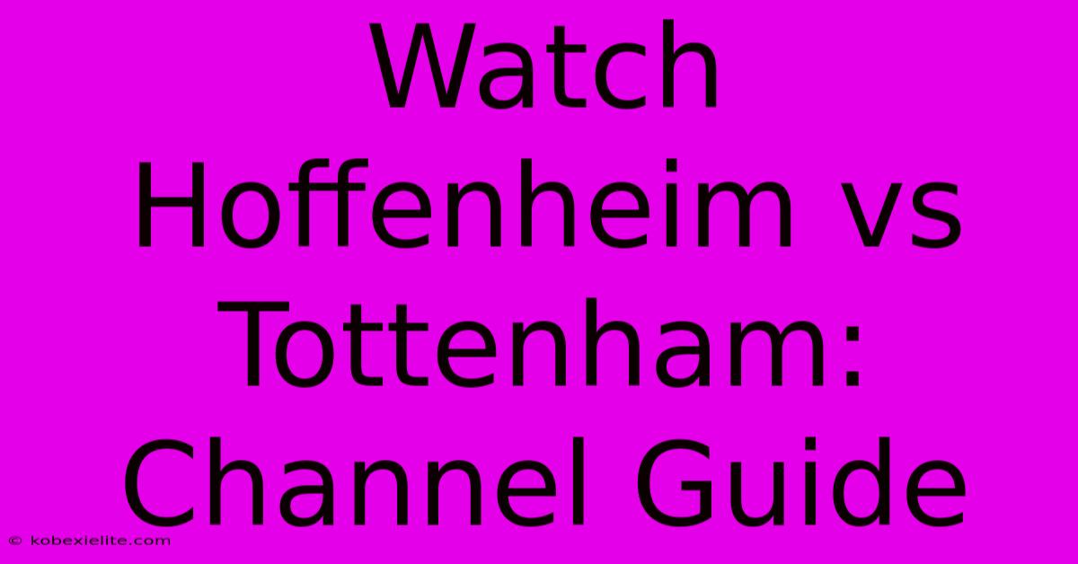 Watch Hoffenheim Vs Tottenham: Channel Guide