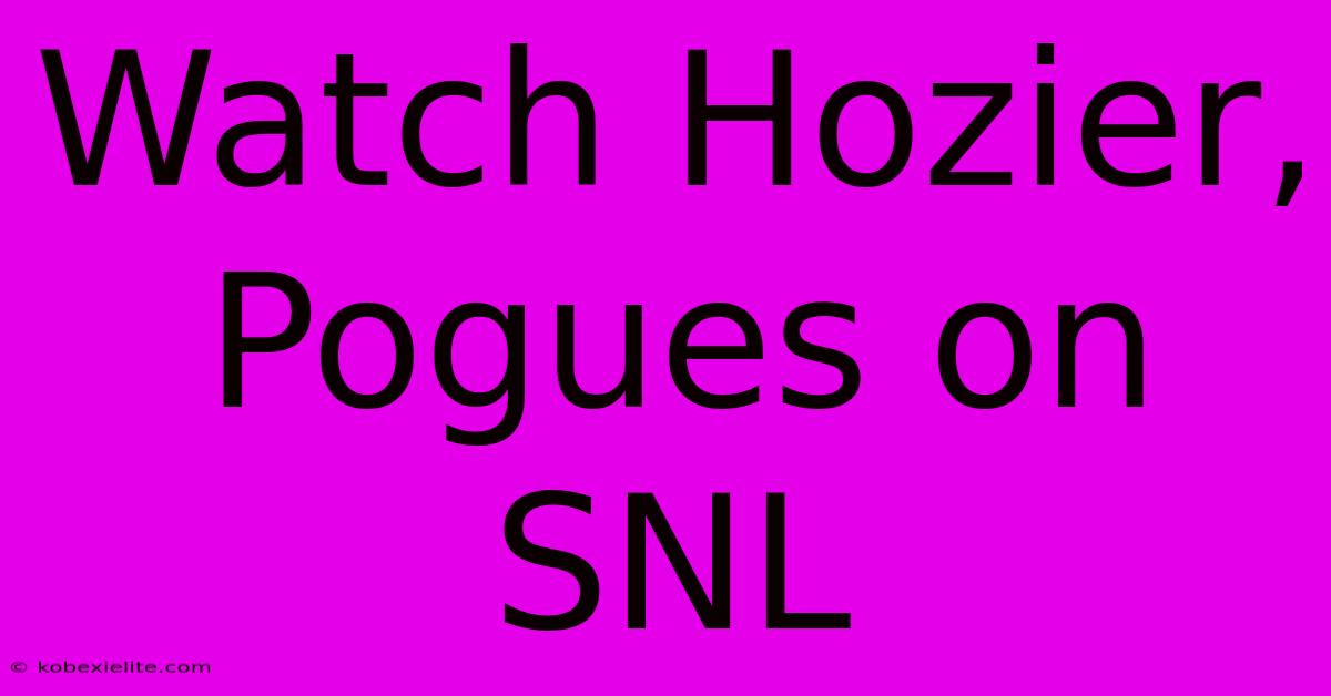 Watch Hozier, Pogues On SNL