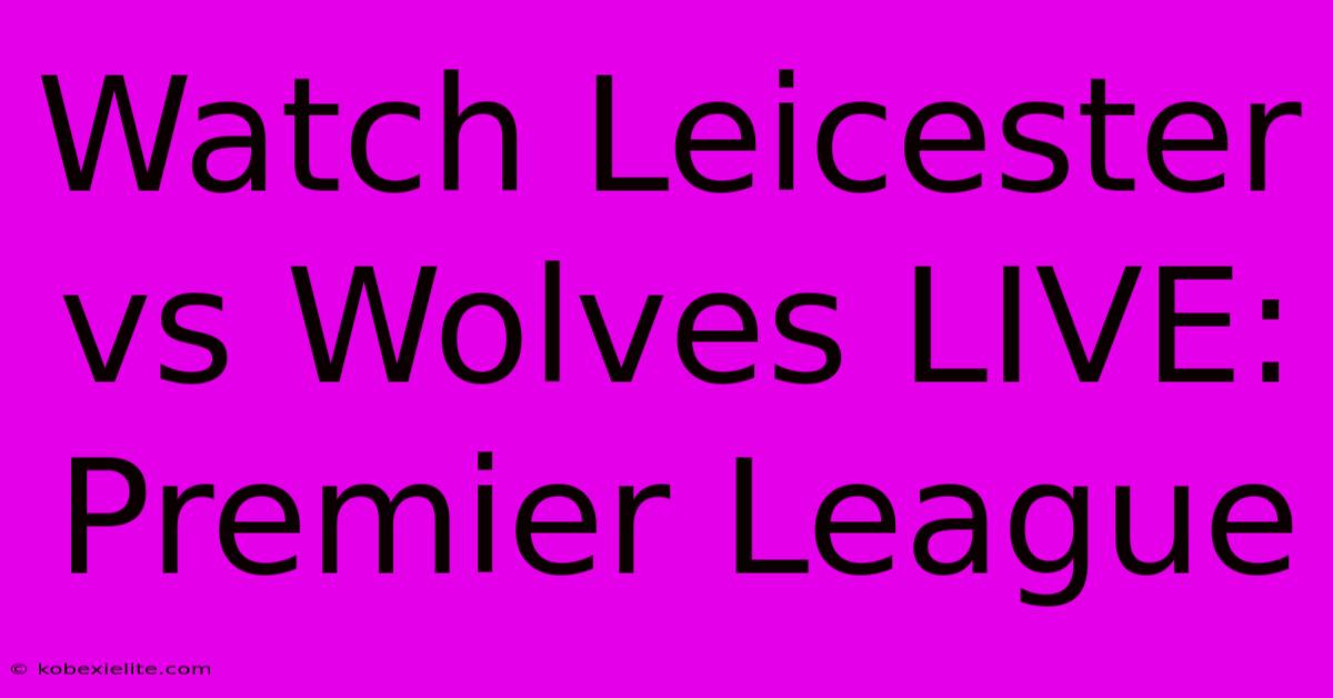 Watch Leicester Vs Wolves LIVE: Premier League