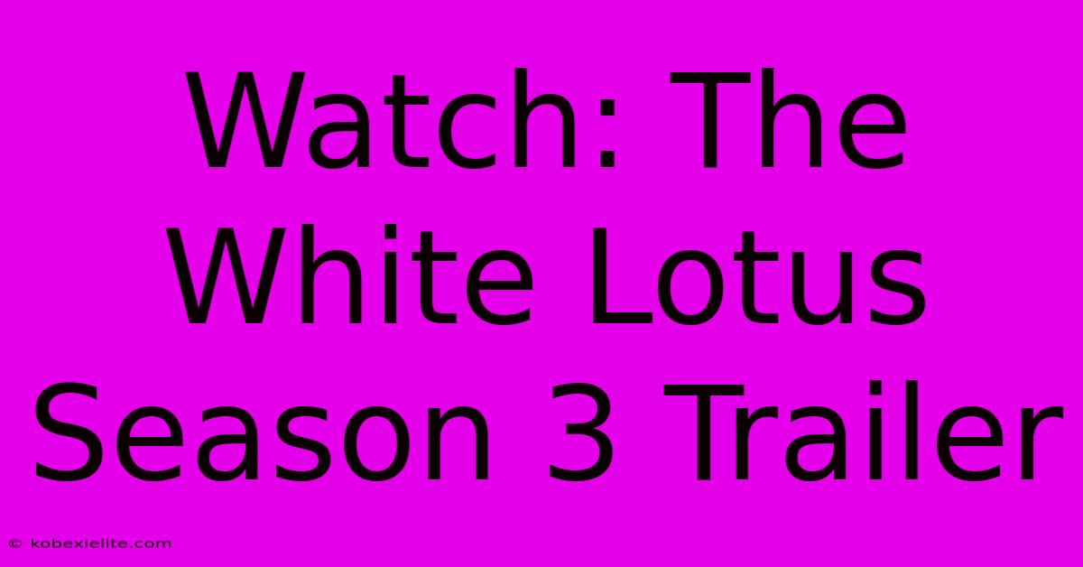 Watch: The White Lotus Season 3 Trailer