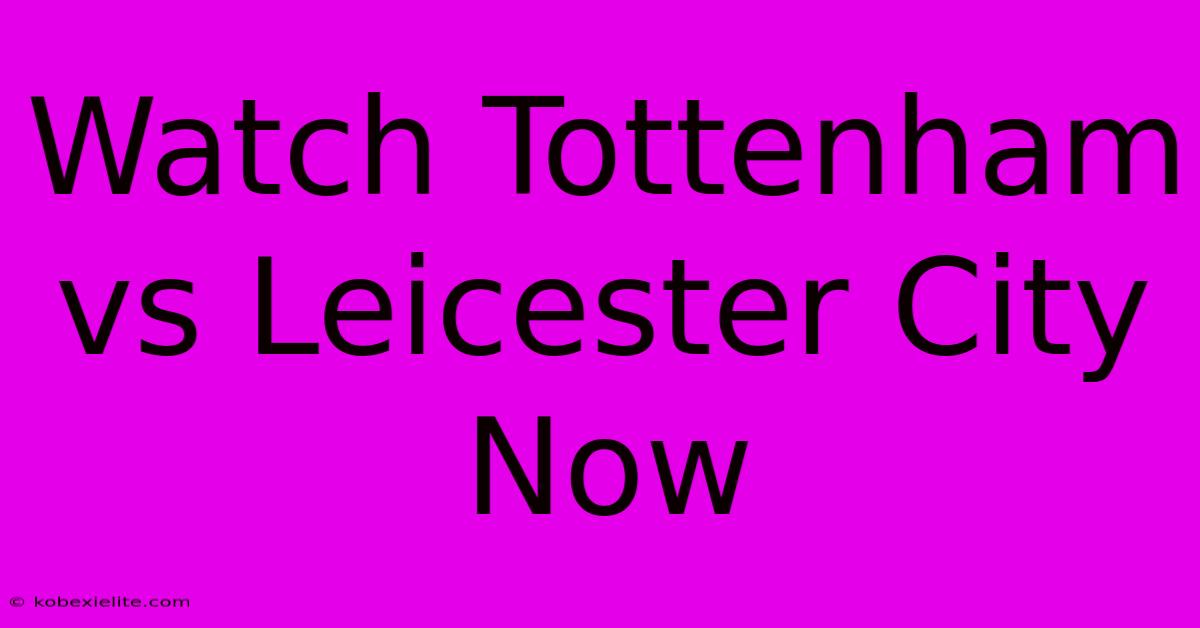 Watch Tottenham Vs Leicester City Now