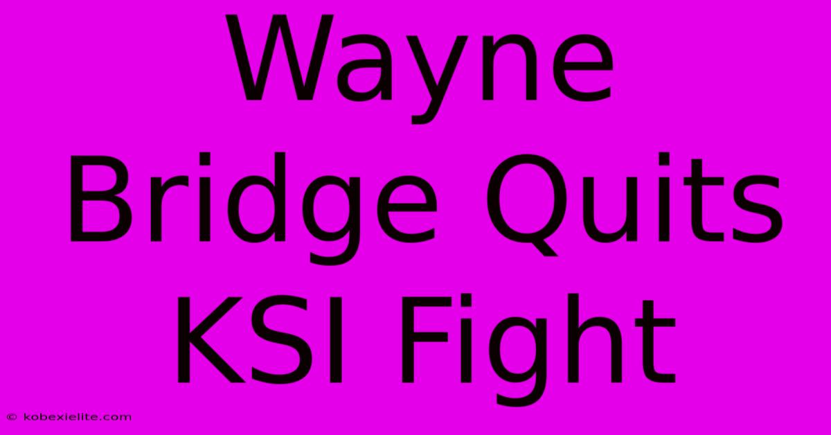 Wayne Bridge Quits KSI Fight