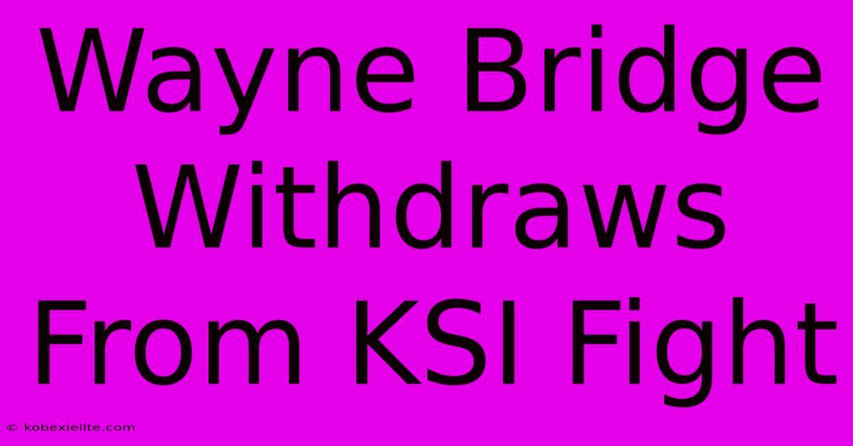 Wayne Bridge Withdraws From KSI Fight