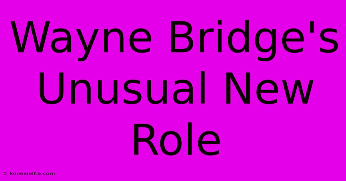 Wayne Bridge's Unusual New Role